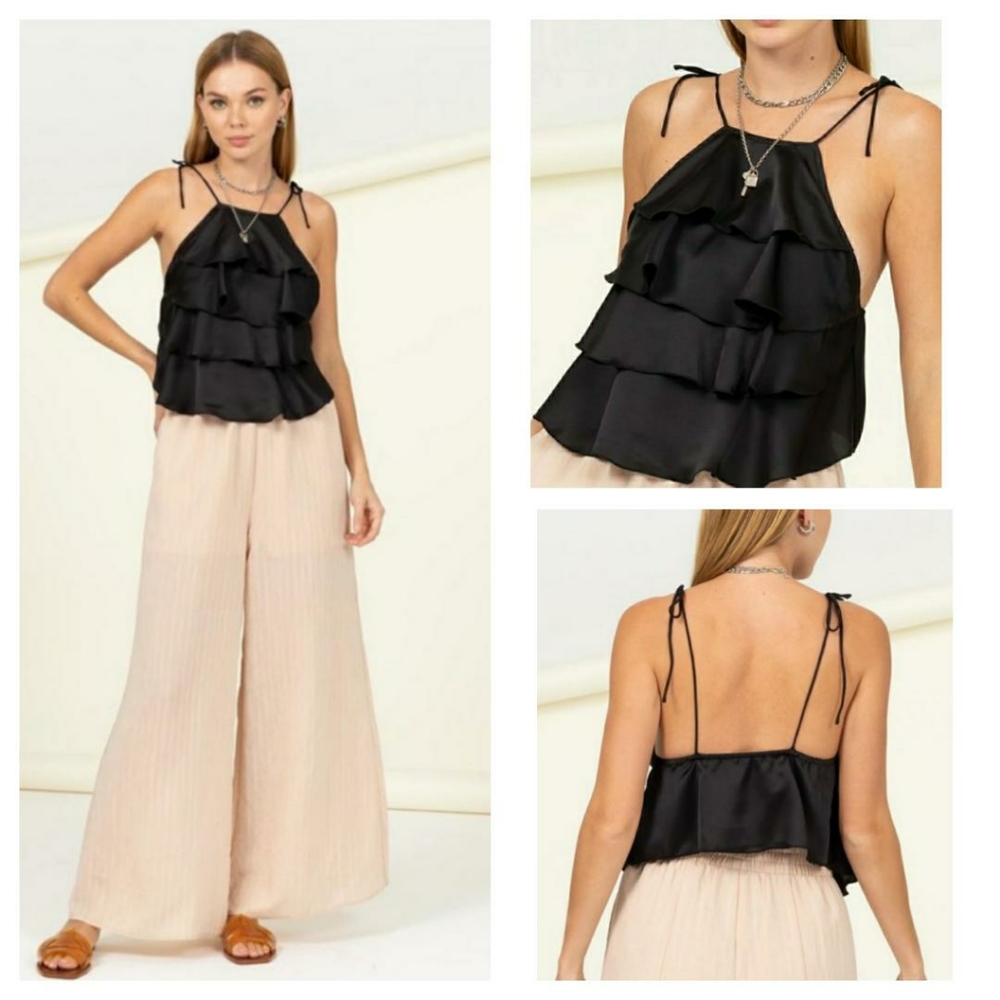 HYFVE Halter Spaghetti Strap Ruffle Top - Picture 7 of 8